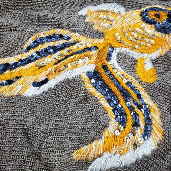 Vintage Women's  Sweater Brown Bronze Sequin Fish Medium Large - Picture 11 of 15